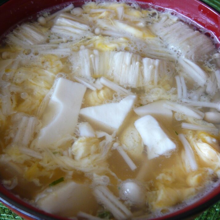 ♥　豆腐＆エノキの卵とじ味噌汁　♥